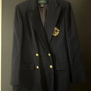 Lauren Ralph Lauren Women Dark Blazer with Gold Buttons